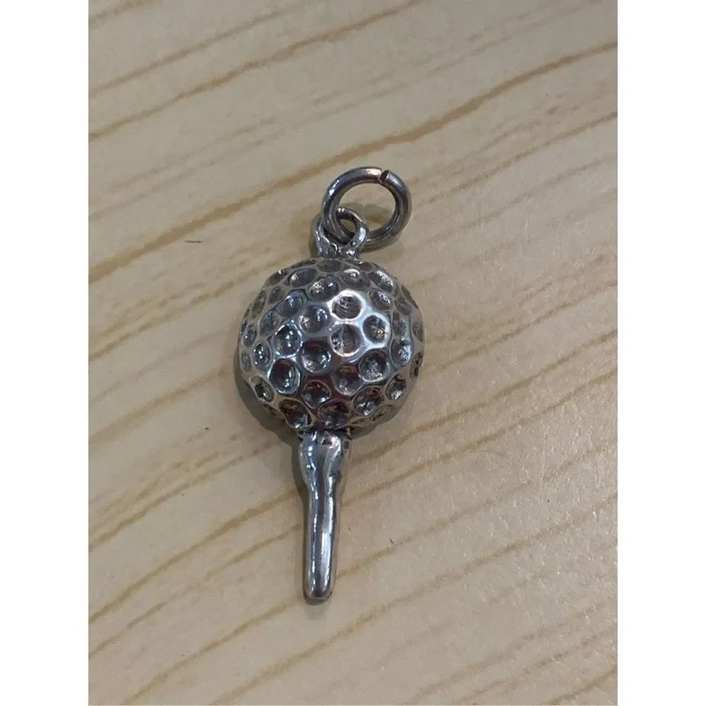 Golf Ball on Tee Sterling Silver Jewelry Charm #sports #golf
